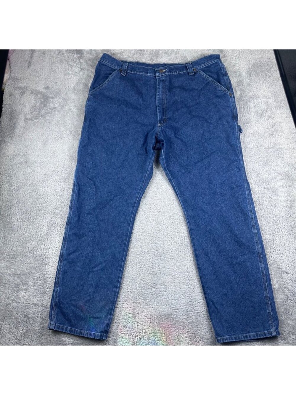 Wrangler Mens Blue Denim Carpenter Jeans With Utility Pockets 42x31 Workwear
